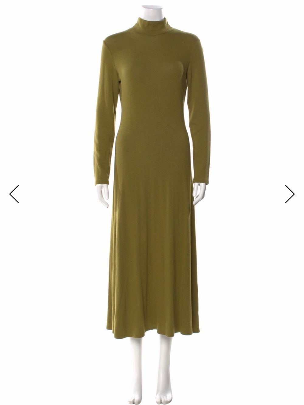 Reformation Olive Green Long-Sleeve Mock Neck Maxi Dress